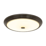 14’/15’/19’ Wide Black Country Style Circular Led Flush Ceiling Lighting With Opal Glass - Mount