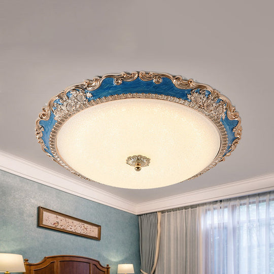 14’/16’/19.5’ Led Bowl Flush Mount Lamp Countryside Red/Blue Finish Ceiling Light For Bedroom