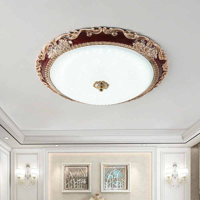 14’/16’/19.5’ Led Bowl Flush Mount Lamp Countryside Red/Blue Finish Ceiling Light For Bedroom