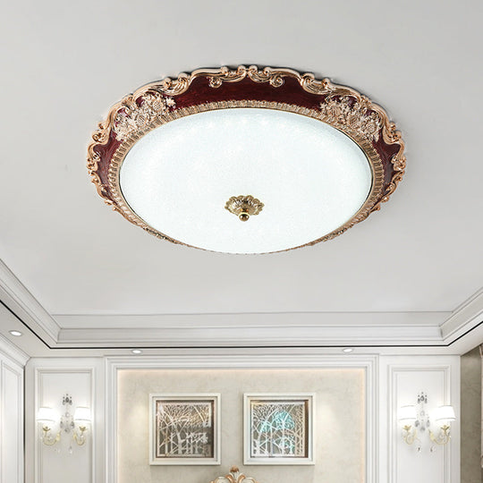 14’/16’/19.5’ Led Bowl Flush Mount Lamp Countryside Red/Blue Finish Ceiling Light For Bedroom