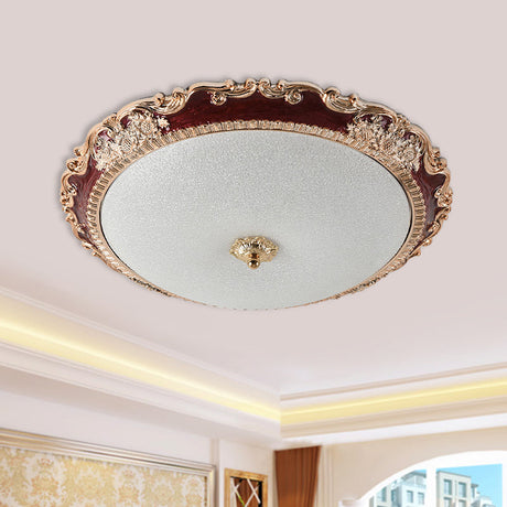 14/16/19.5 Led Bowl Flush Mount Lamp Countryside Red/Blue Finish Ceiling Light For Bedroom