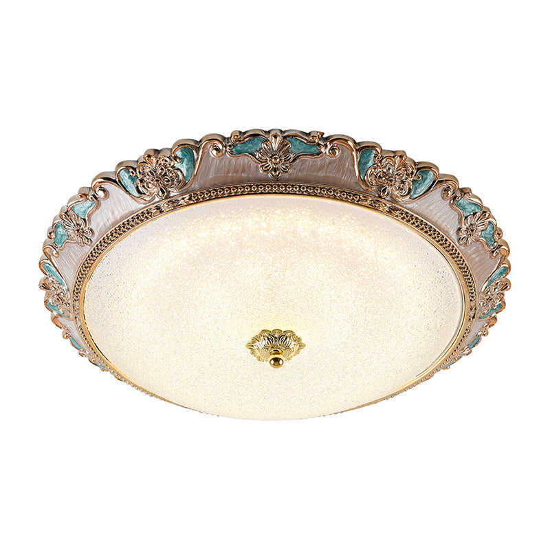 Farmhouse Dome Shade Flushmount Lamp - 14/16/19.5 Width Gold/Brown Frosted Glass Led Ceiling Flush