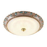Farmhouse Dome Shade Flushmount Lamp - 14/16/19.5 Width Gold/Brown Frosted Glass Led Ceiling Flush