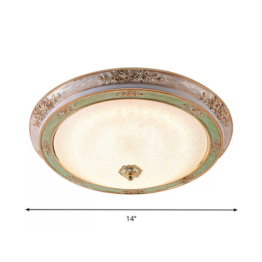 Green Seeded Glass Flush Mount Led Lamp In Warm/White Light Available 3 Sizes: 14 16 19.5