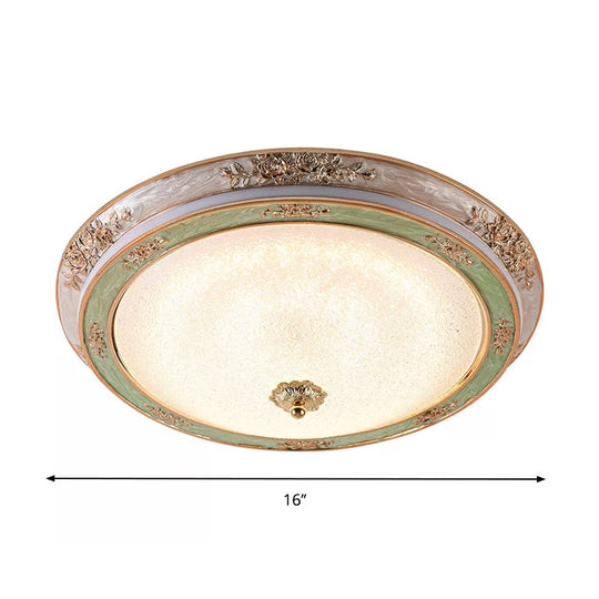 Green Seeded Glass Flush Mount Led Lamp In Warm/White Light Available 3 Sizes: 14’ 16’ 19.5