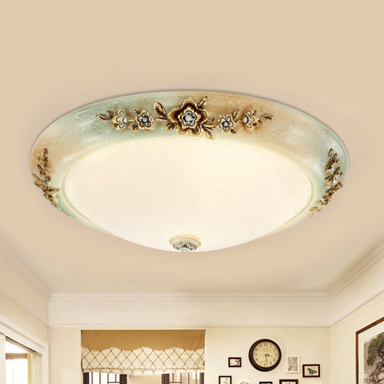 Traditional Led Dome Ceiling Light With Milky White Glass In 3 Sizes And 2 Temperatures -White/Brown