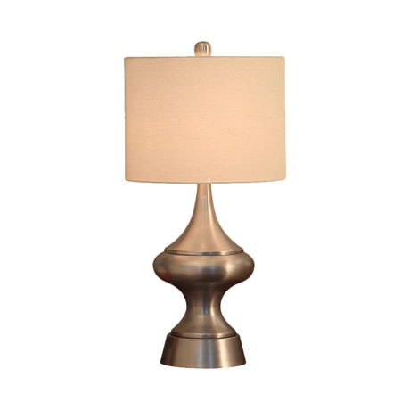 Vintage Style Bronze/Nickel Drum Shaped Desk Light With Fabric Shade - Ideal Guest Room Night Table