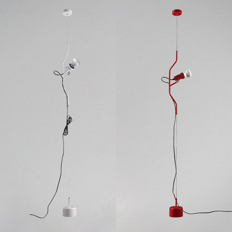 Adjustable Line Hanging Spot Light In Modern Metallic Style | Red/White 1-Light Living Room