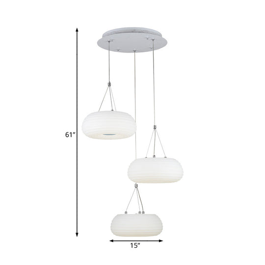 Modern White Doughnut Pendant Lamp - Led Metal Hanging Ceiling Light For Dining Room