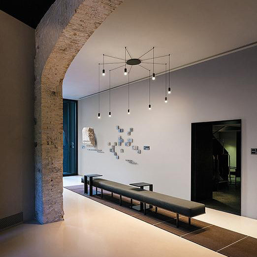 Contemporary Metal Ceiling Pendant Light Line Hanging 1/3/9 Black Design For Living Room