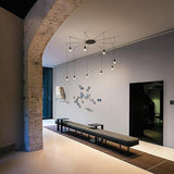 Contemporary Black Metal Ceiling Pendant Light With Line Hanging - Available In 1/3/9 Lights For