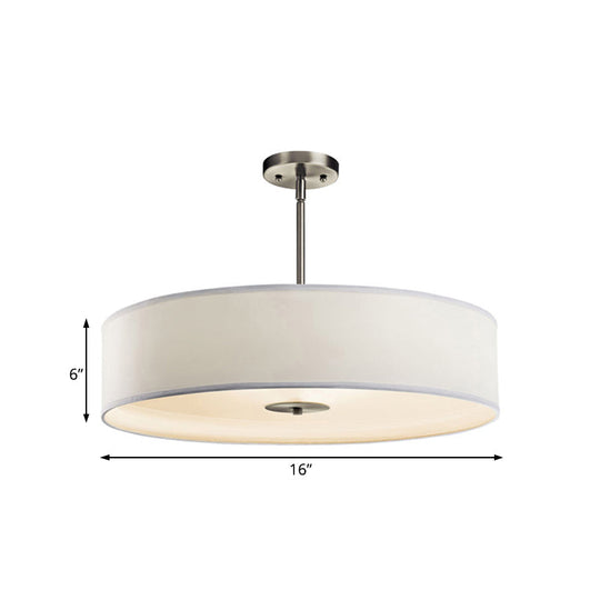 Modern White Led Drum Pendant Light Fixture - 16/19.5/23.5 Dia