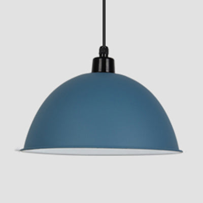 Nordic Stylish Bowl Pendant Lamp - Single Light Aluminum Hanging For Gallery Cafe Dark Blue / 14