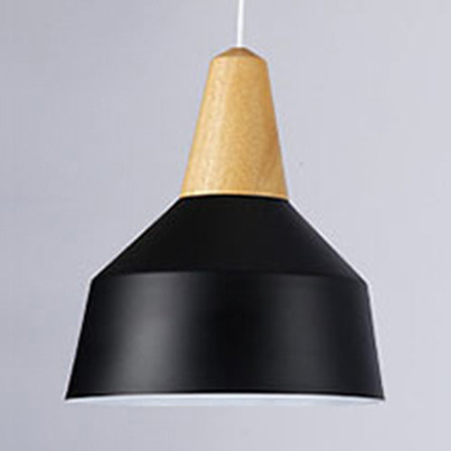 Stylish Nordic Pendant Light For Study Room - Aluminum & Wood Suspension