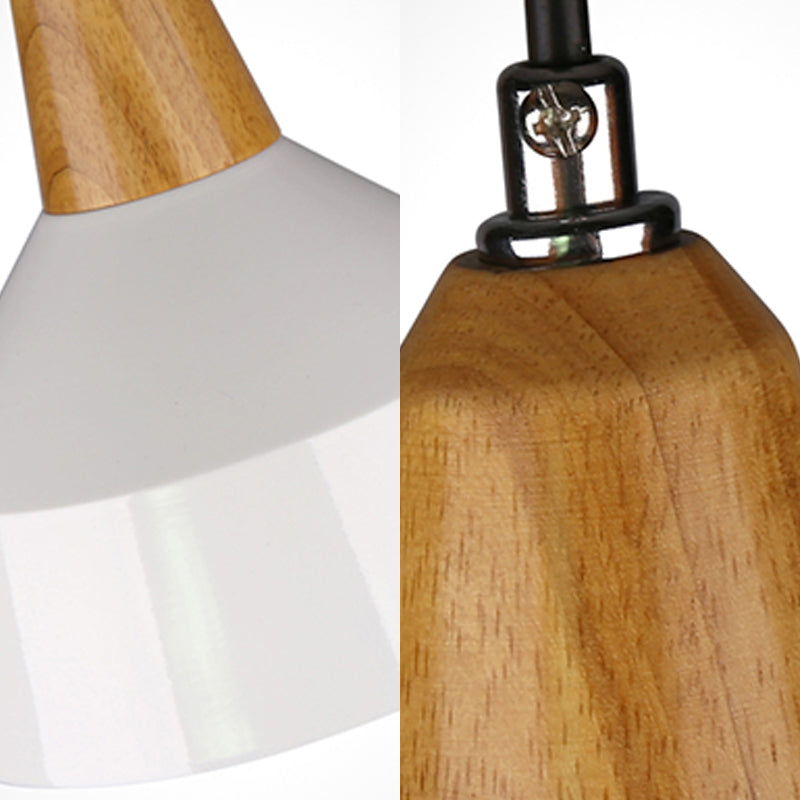 Stylish Nordic Pendant Light For Study Room - Aluminum & Wood Suspension