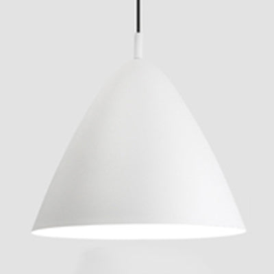 Stylish Monochrome Pyramid Hanging Light With Single Metallic Bulb - Perfect For Study Rooms White /