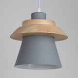 Asian Style Pendant Light With Wood Deco Metal - Coolie Shade Stairway Hanging 1