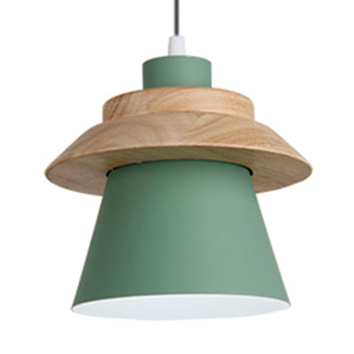 Asian Style Pendant Light With Wood Deco Metal - Coolie Shade Stairway Hanging 1 Green