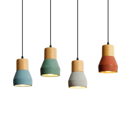 Nordic Style Cement Torch Pendant Lamp For Tea Station With Single Light