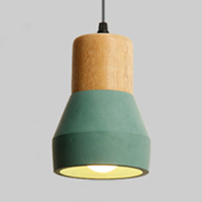 Nordic Style Cement Torch Pendant Lamp For Tea Station With Single Light Green