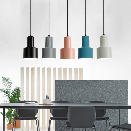 Macaron Loft Pendant Light - Metallic Cylinder Design Ideal For Meeting Rooms