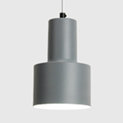 Macaron Loft Pendant Light - Metallic Cylinder Design Ideal For Meeting Rooms Grey