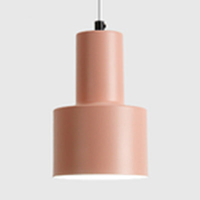 Macaron Loft Pendant Light - Metallic Cylinder Design Ideal For Meeting Rooms Pink