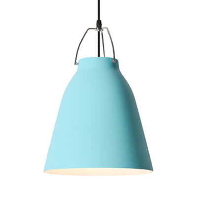 Candy Colored Bucket Hanging Light - Macaron Aluminum Pendant (1 Light) In Blue/Pink For Office Or