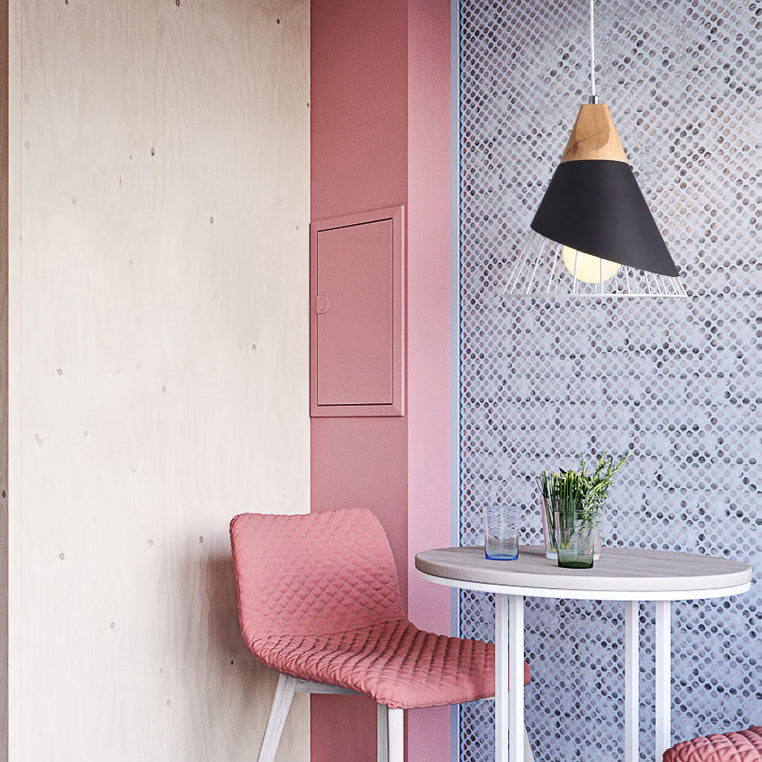 Modern Metallic Cone Pendant Light – 12’/14’ Wide Single Bulb Hanging Lamp For Balcony Bar