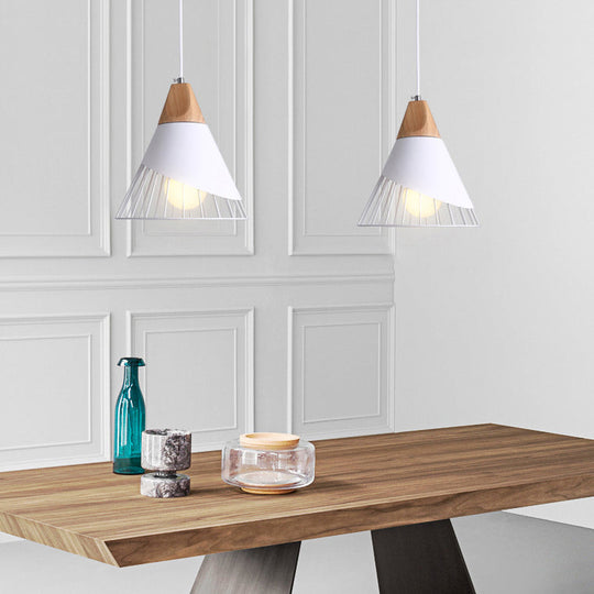 Modern Metallic Cone Pendant Light – 12’/14’ Wide Single Bulb Hanging Lamp For Balcony Bar