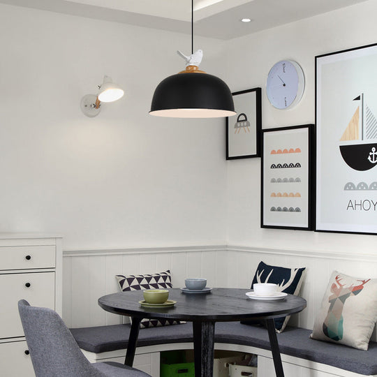 Nordic Hanging Pendant Light With Bird For Balcony - Aluminum Suspension