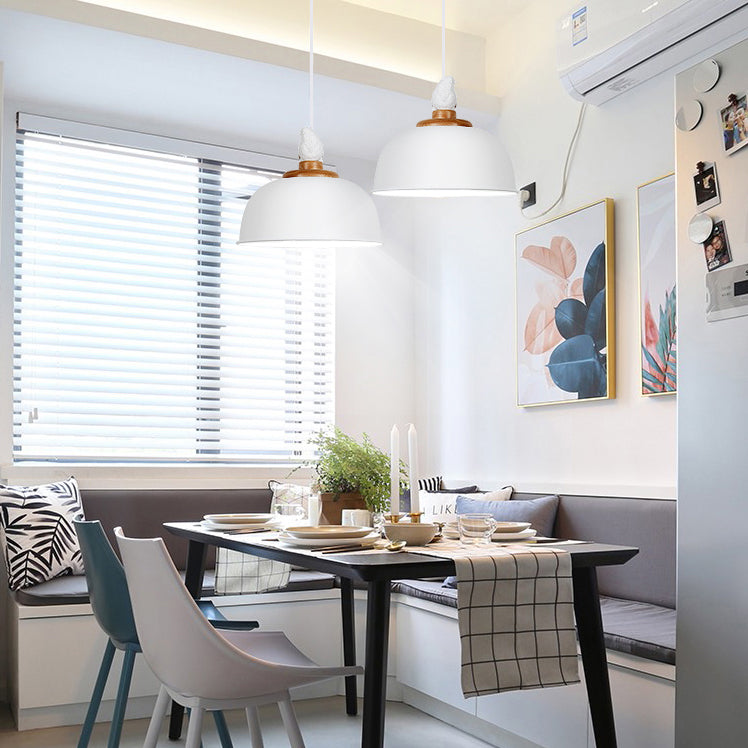 Hemispherical Nordic Pendant Light For Balcony: Aluminum Suspension With Bird Accent