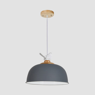 Nordic Hanging Pendant Light With Bird For Balcony - Aluminum Suspension Grey