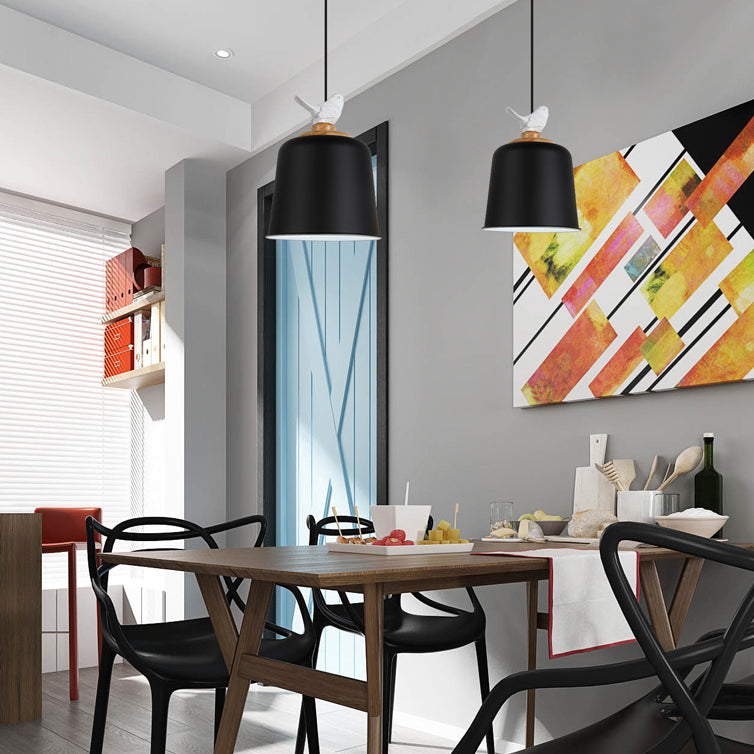 Bird Aluminum Hanging Pendant Lamp With Empire Shade - Contemporary Porch Light