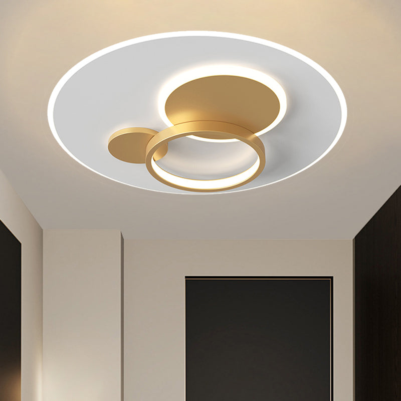Circle Flush Mounted Led Light Fixture - 16’/19.5’ Diameter Simple Metal Design Black/Gold