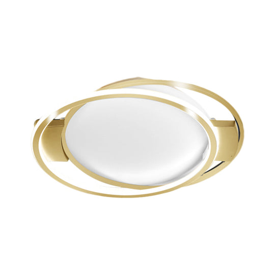 Minimalist Led Gold Dual Ring Flush Mount Lamp In Warm/White Light