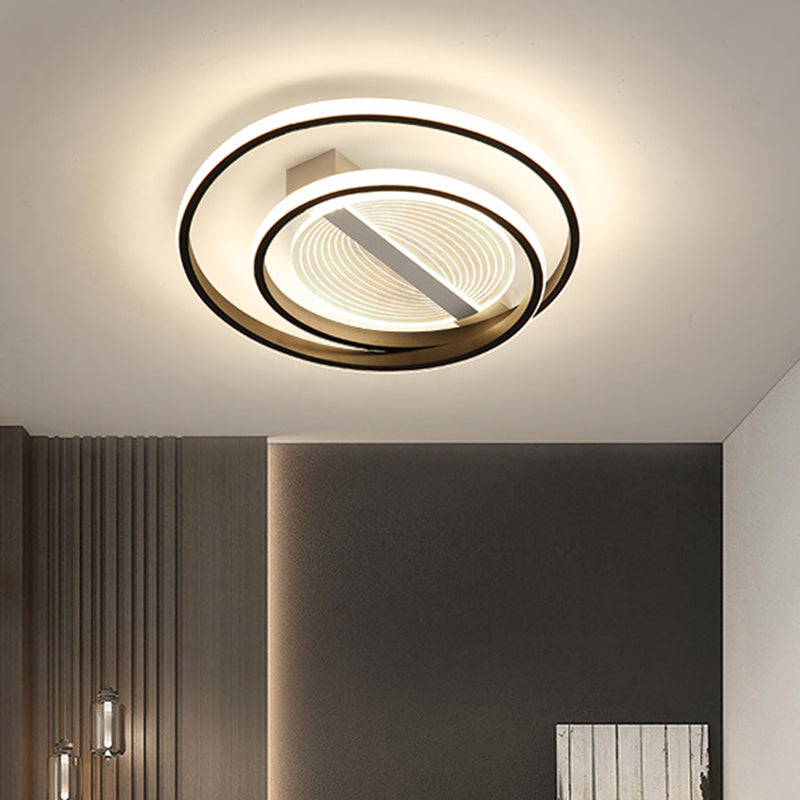 Simplicity Dual Ring Flush Mount Led Light - White & Gold Warm/White 16’/19.5’ Width White -