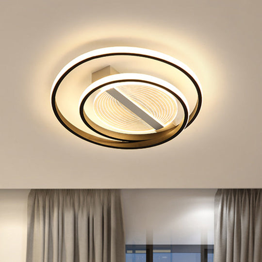 Simplicity Dual Ring Flush Mount Led Light - White & Gold Warm/White 16’/19.5’ Width