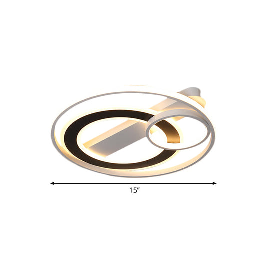 Halo Ring Modern Black - White Led Ceiling Lamp Fixture - Metallic Flush Lighting In Warm/White