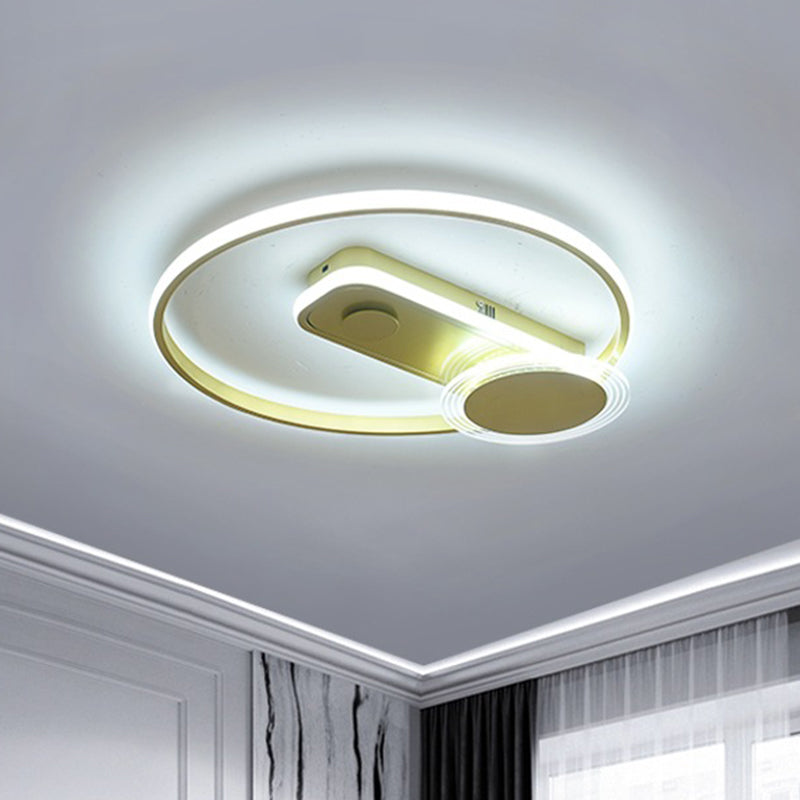 Minimal Black/Gold Metallic Hoop Led Flush Mount Light 16’/19.5’ Wide Gold / 16’