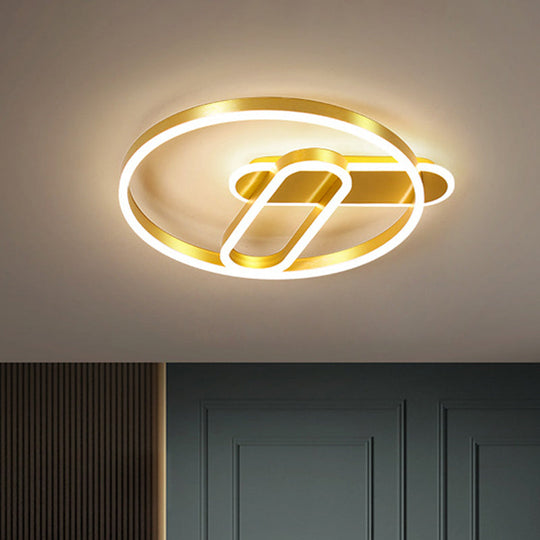 Modern 18/21.5 Gold Ring Ceiling Flush Mount Led Metal Light In Warm/White / 18 White