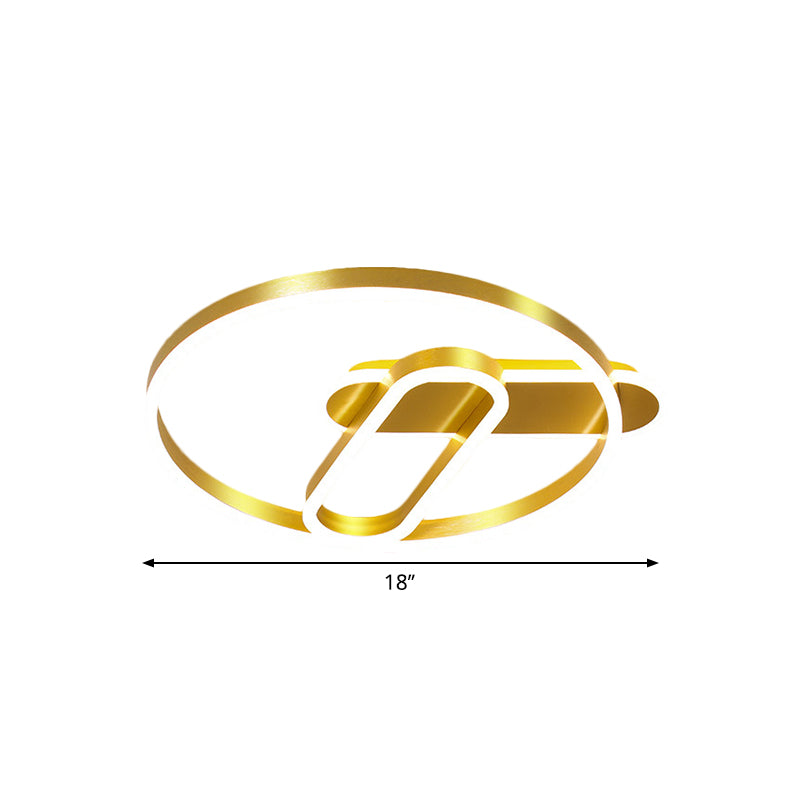 Modern 18’/21.5’ Gold Ring Ceiling Flush Mount Led Metal Light In Warm/White