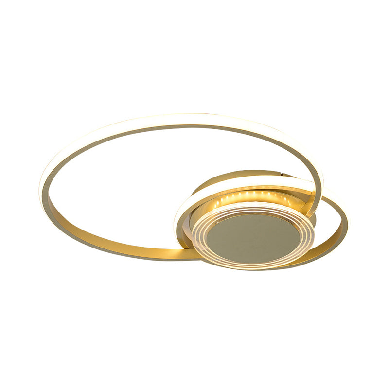Contemporary Black/Gold Led Metallic Ceiling Flush Mount - Bedroom Lighting 14/18 Width