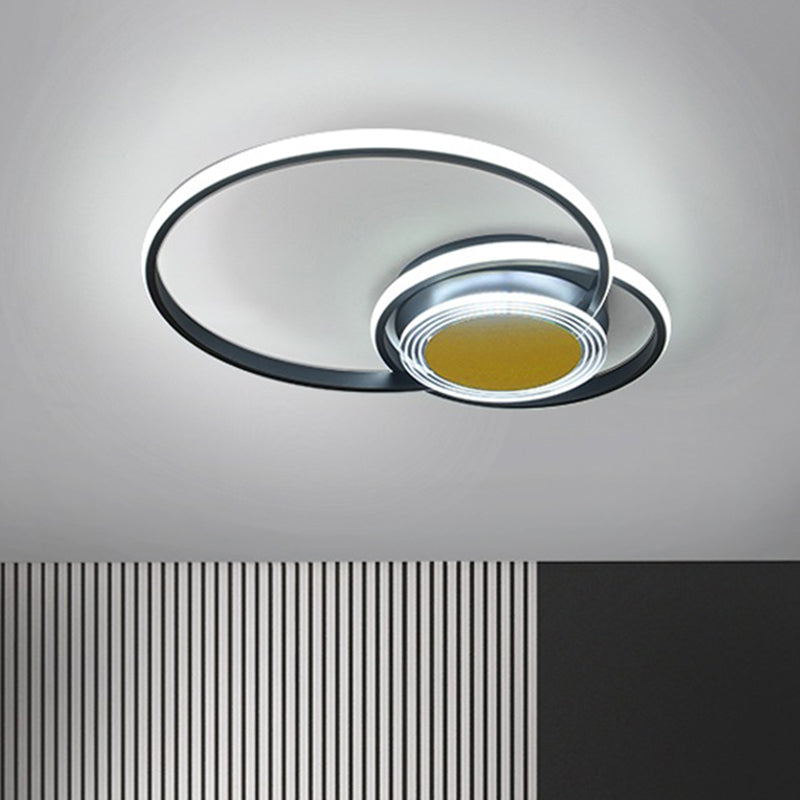 Contemporary Black/Gold Led Metallic Ceiling Flush Mount - Bedroom Lighting 14’/18’ Width