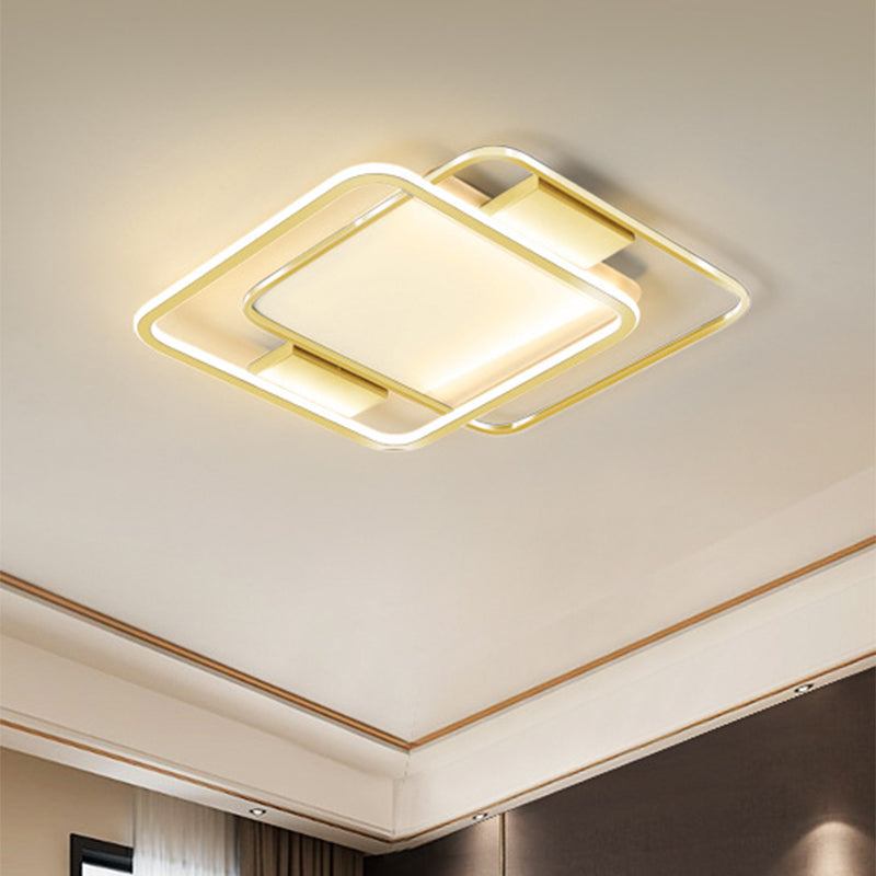 Minimal Dual Rhombus Flush Light - Gold Finish Led Metal Lamp (16.5’/20.5’ Wide) In Warm/White