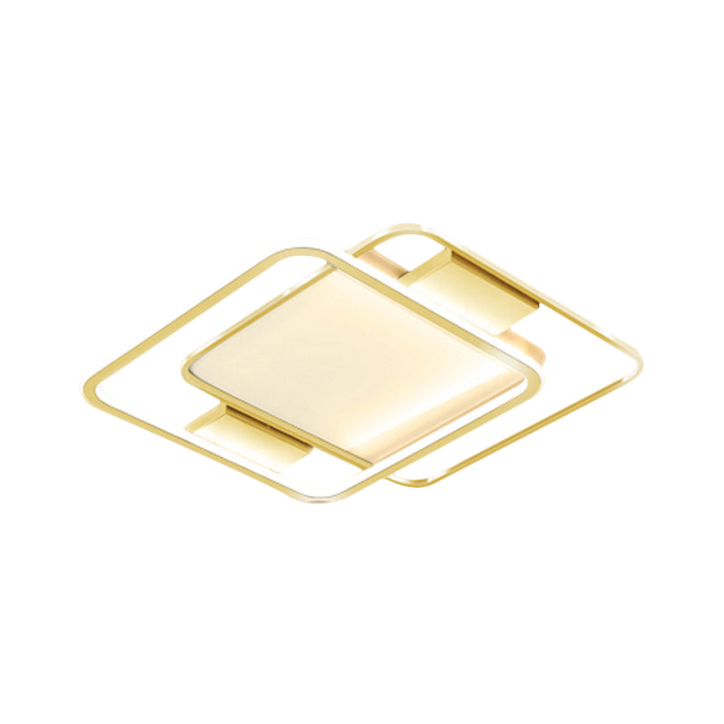 Minimal Dual Rhombus Flush Light - Gold Finish Led Metal Lamp (16.5’/20.5’ Wide) In Warm/White