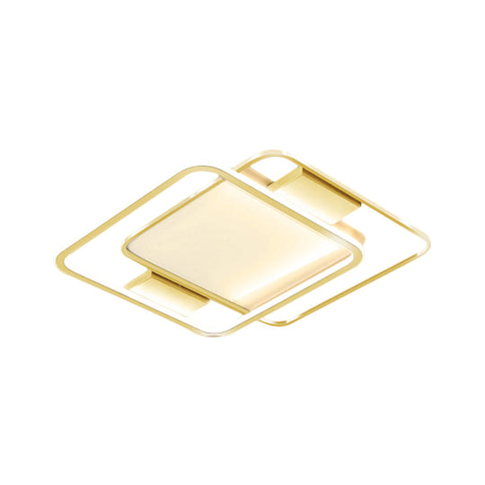 Minimal Dual Rhombus Flush Light - Gold Finish Led Metal Lamp (16.5/20.5 Wide) In Warm/White