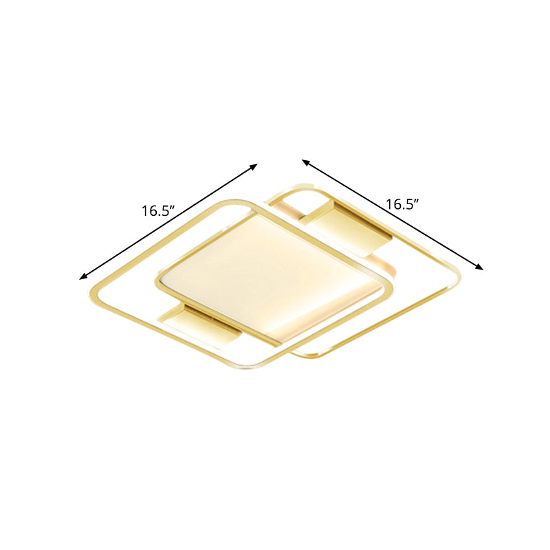 Minimal Dual Rhombus Flush Light - Gold Finish Led Metal Lamp (16.5’/20.5’ Wide) In Warm/White