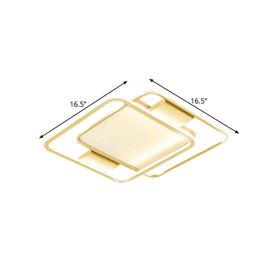 Minimal Dual Rhombus Flush Light - Gold Finish Led Metal Lamp (16.5’/20.5’ Wide) In Warm/White