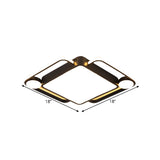 Modern Black Rhombus Led Ceiling Flush Mount For Bedroom - 18’/21.5’ Wide In Warm/White Light